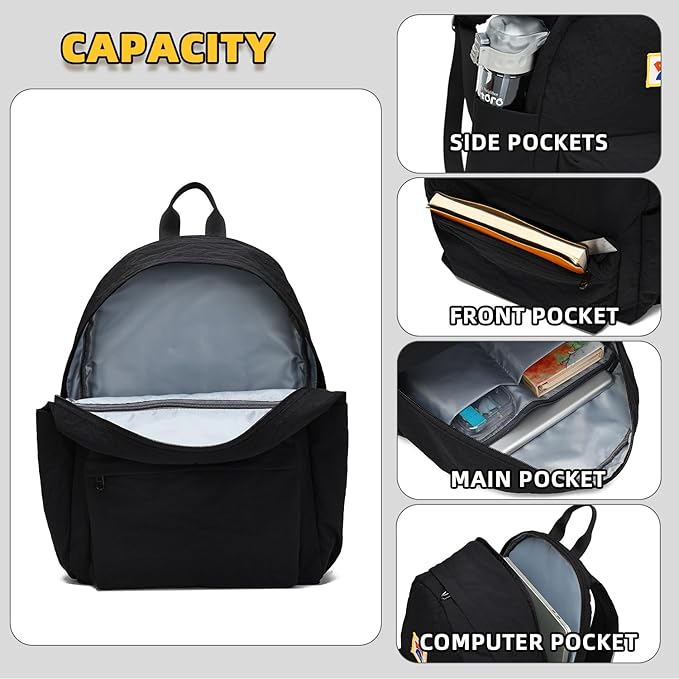 willikiva Kids Backpack for School Boys Girls Teens Toddler Backpack Waterproof Kindergarten Preschool Elementary Bookbag Children Travel Bag(Black,Medium)