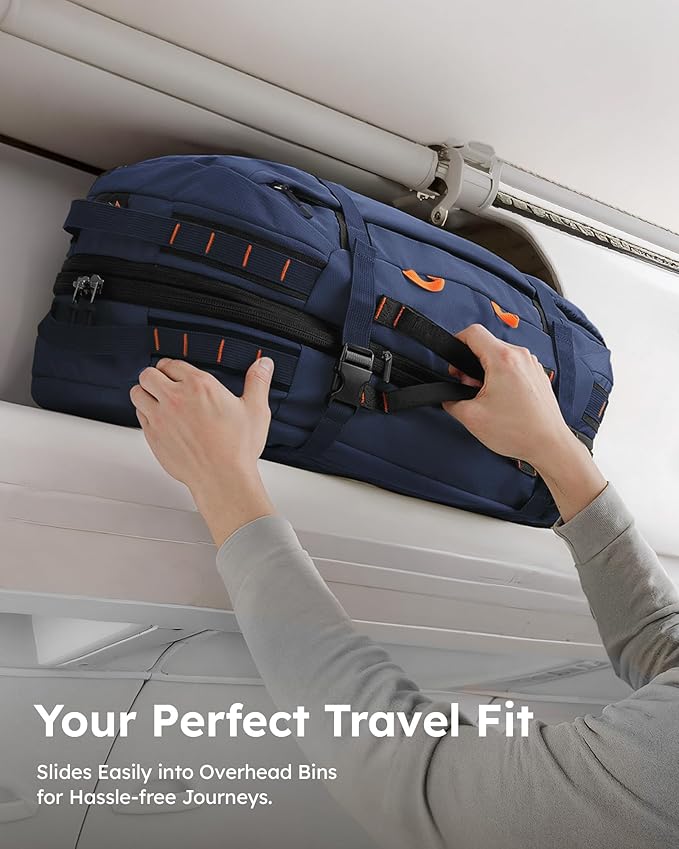 Tolaccea Travel Laptop Backpack, Large Carry on Backpack Flight Approved Convertible Duffle Luggage Bag Daypack Work Business Rucksack Fits 16" Laptop for Men Women 3 Carrying Ways, 40L-50L Expandable