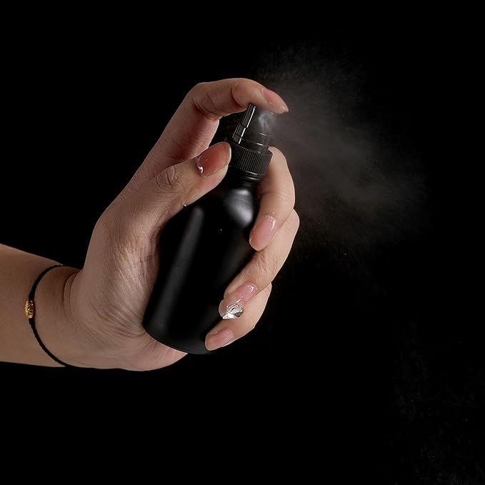 Frosted Black Glass Small Spray Bottle 2 oz 24 Packs,Fine Mist Sprayer Small Clear Bottles,Refillable Containers mini spray bottles for Cleaning Solutions and Skin Care (Frosted Black 24pcs)