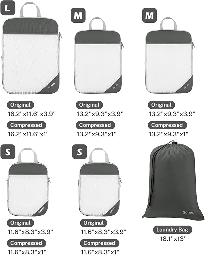 Compression Packing Cubes, Gonex Extensible Storage Mesh Bags Organizers