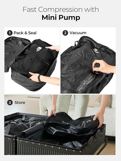 Vacuum Bags for Travel, 180° Open Zipper, IP67 Waterproof, Reusable Space Saver Compression Bags for Backpack, Suitcase(1 Pack, No Pump)