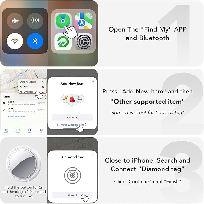 Air Tracker Tags-4 Pack White | Bluetooth Tracker Work with Apple Find My (iOS Only), Smart Tag with Protective Case/Keychain/Lanyard, Item Finder for Luggage/Key/Suitcase, Replaceable Battery
