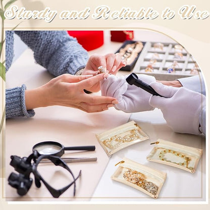 Uiifan 40 Pcs Travel Jewelry Bags Transparent PU Leather Zipper Pocket Rectangle Jewelry Storage Jewelry Organizer Box for Women Gift