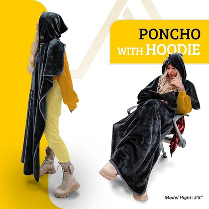 Travel Blanket Airplane Compact with Hoodie – 2in1 Airplane Travel Accessories from Plane Blanket to Travel Pillow with Luggage Strap, Soft Handle & Secure Pocket