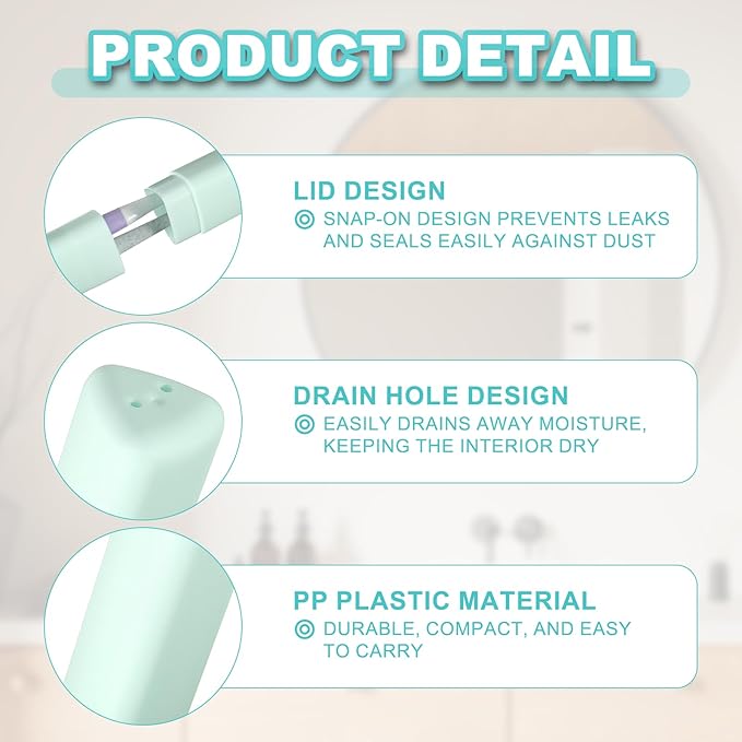 uxcell 4Pcs Travel Toothbrush Case, 8.27 x 1.38 Portable Travel Toothbrush Holder, Plastic Toothpaste Container for Bathroom, Gym, Business Trip, Camping, Green