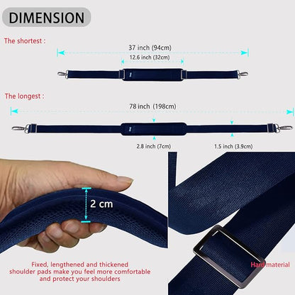 ZINZ Shoulder Strap 78" Universal Handbag Strap with Ultra-thick Fixed Padded and Dual Balanced Adjustable Buckles Shoulder Crossbody Strap for Briefcase Messenger Bag Laptop bag Luggage，Blue
