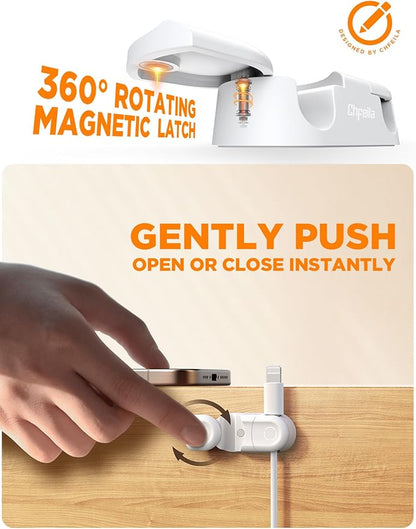 Magnetic Cable Clips - Chfeila 8Pack [Dual Slot] [360°Rotating & Twist-Lock] Cord Management, Adhesive Phone Charging Keeper, Wire Organizer Holder for Nightstand, Home Office Desk Accessories Decor