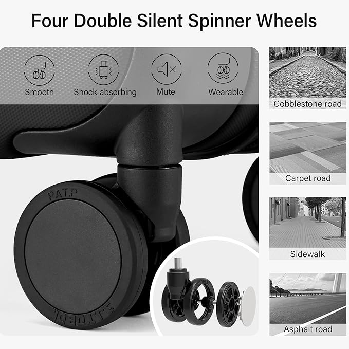 Hanke 16 Inch Underseat Carry On Luggage with Wheels Hard Shell Mini Small Suitcases Carry On Bag for Airline Approved TSA Luggage Lightweight Travel Suitcase(Black)