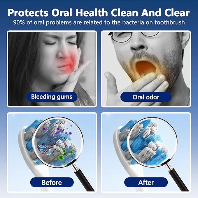 Toothbrush Covers Case San itizer and Holder with Light,Toothbrush Covers with Holder, Rechargeable Portable Toothbrush Cleaner Case（White）