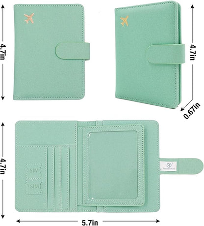 Melsbrinna Rfid Passport Holder for Travel women/Men, Cute Passport Wallet Rfid Blocking Card Slots, Rfid Passport Cover/CaseTravel Wallet, Passport Book Holder (1, Green4)