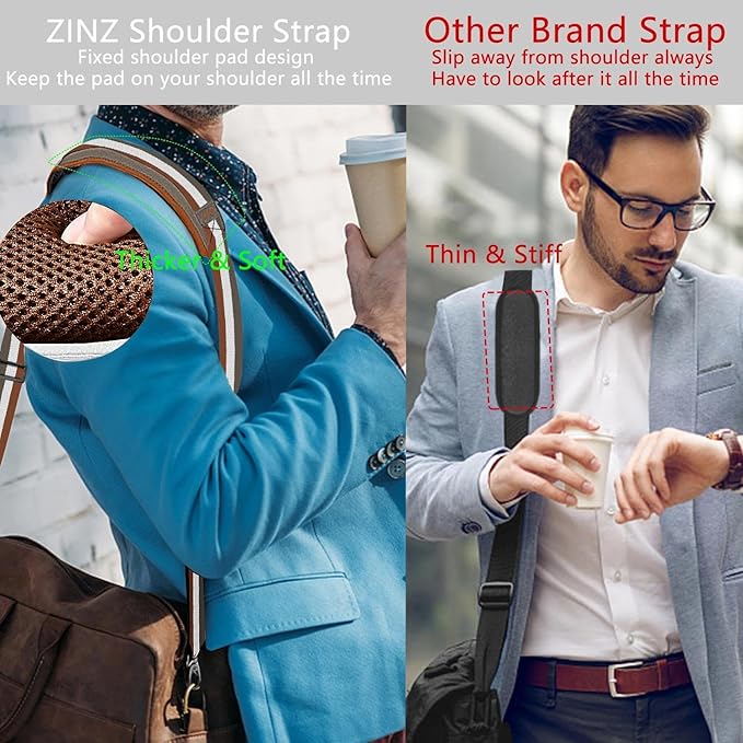 ZINZ Shoulder Strap Universal Bag Strap - 78" Ultra-Thick Padded with Dual Balanced Adjustable Buckles for Briefcase, Travel, Sports, Laptop, Crossbody Bag，Stripes-BrWGy