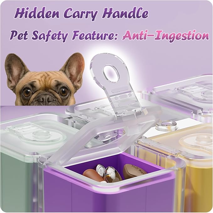 Daily Pill Organizer with 8 Compartments - Perfect Weekly Pill Case Waterproof Pill Box for Daily Vitamins and Medicine, Small Pill Container for Pocket Purse (Multi-Color)