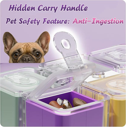 Daily Pill Organizer with 8 Compartments - Perfect Weekly Pill Case Waterproof Pill Box for Daily Vitamins and Medicine, Small Pill Container for Pocket Purse (Multi-Color)