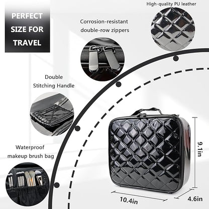 Travel Makeup Case 4 Layers Portable Makeup Train Case Cosmetic Bag Organizer Storage for Women with Adjustable Dividers and Shoulder Strap for Toiletry Travel Accessories(black)