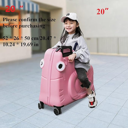 CNCEST 20" Kid's Ride-on Travel Suitcase, Rolling Luggage with Wheels & Password Lock, Children's Ride On Trolley Luggage for Children's Day Gift, Festival Gift