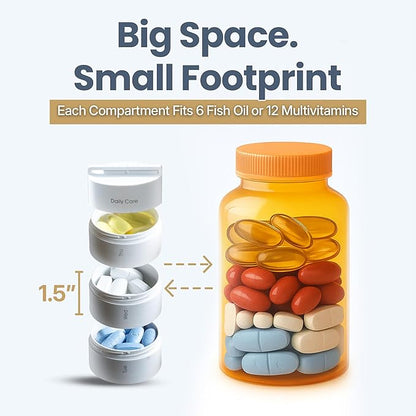 Ankomn - 7 Day Travel Pill Organizer. IPX7 Rating Waterproof, Airtight & Portable Pill Case for Vitamins. Durable Weekly Supplement Case with Stackable Compartments for Outdoor Use - White