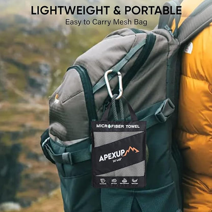 APEXUP Microfiber Travel Towel, Ultra Absorbent Quick Dry Towels, Lightweight Gym Sports Camping Towel for Workout, Yoga, Beach, Shower, Swimming (Combo, Gray)