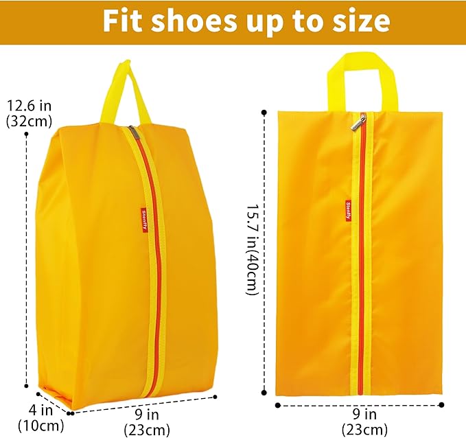6pcs Portable Shoe Organizer, Travel Pouches with Zipper, Golf Shoe Bags, Clothes Bags, Soccer Cleats Bag Shoe Pouch for Gym, Waterproof, Odor-Resistant (Orange)