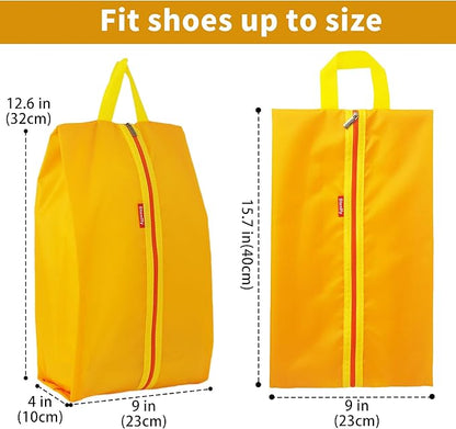 6pcs Portable Shoe Organizer, Travel Pouches with Zipper, Golf Shoe Bags, Clothes Bags, Soccer Cleats Bag Shoe Pouch for Gym, Waterproof, Odor-Resistant (Orange)