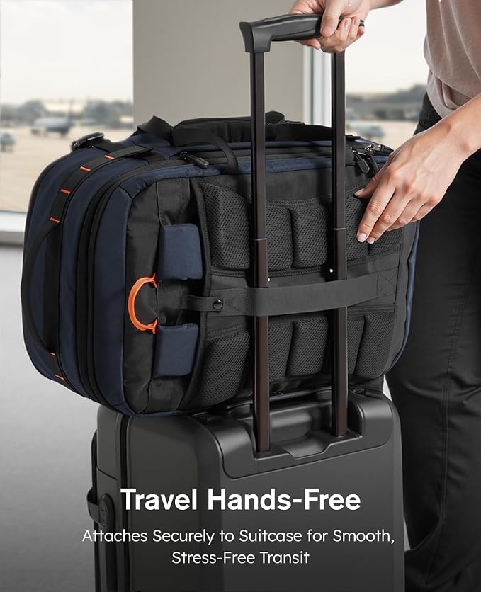 Tolaccea Large Convertible Garment Duffel Bag, Suit Carry On Backpack, TSA Flight Approved for Wrinkle-Free Travel with Dual Laptop Storage for 17.3" and 12.9" & Extra Toiletry Bag, 45-55L Expandable