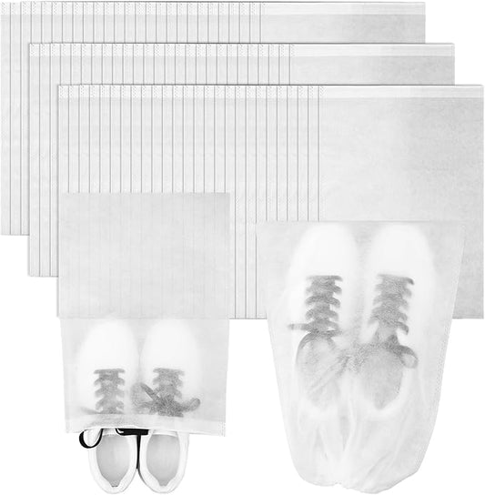 200pcs Dust Proof Shoes Bag Travel Shoe Bags, Non Woven Fabric Handbag Dust Bag, Drawstring Shoe Covers Shoe Bags for Storage Travel Breathable Pouch Portable Storage Organizer (11.81 x 15.75 Inch)