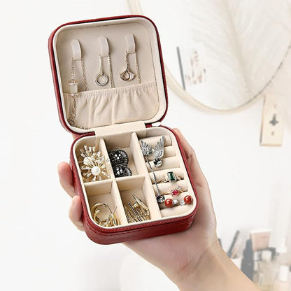 Mini Jewelry Case, Small Travel Jewelry Organizer, Portable Jewelry Box Mini Storage Organizer Display Box For Rings Earrings Necklaces (5Color-5pcs)
