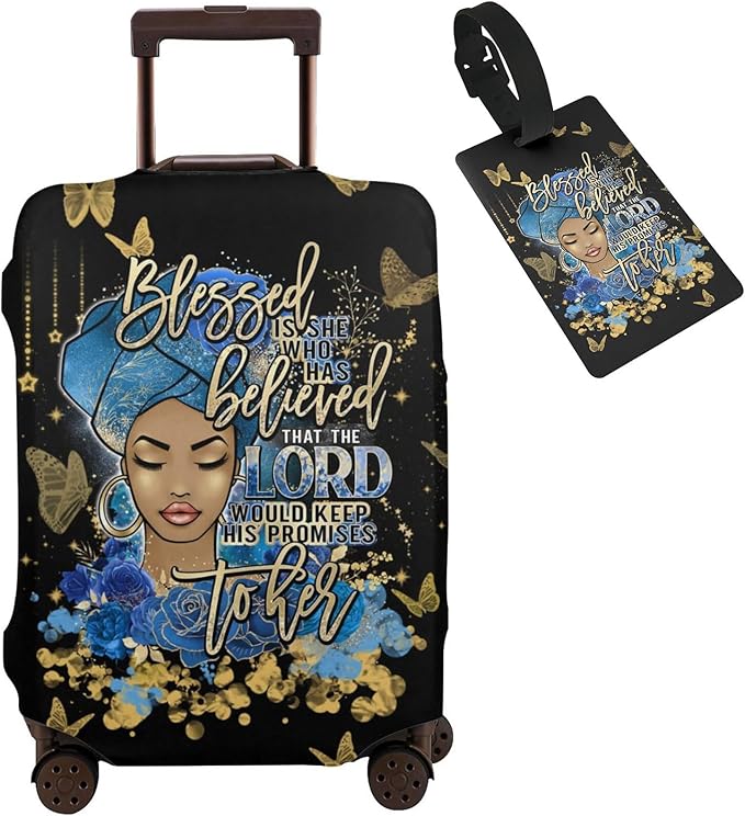 Travel Suitcase Protector African American Girl Elastic Protective Washable Luggage Cover With Concealed Zipper Suitable For 18-32 Inch(XL (for 29-32 inch luggage))