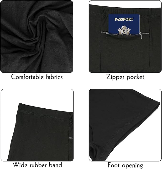 LUEXBOX Pocket Underwear for Men with A Secret Hidden Pocket, Travel Boxer Briefs, 4 Packs (Black)