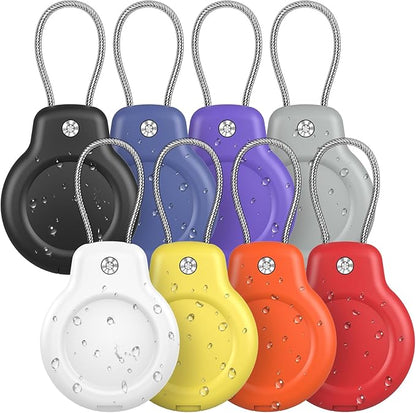 for AirTag Holder Waterproof Case with Keychain, Hidden Air Tags-8 Pack for Apple Air Tag Holder with Wire Cable Lock Key Ring Chain Air Tagholder Accessories for GPS Item Tracker Kids,Keys,Luggage