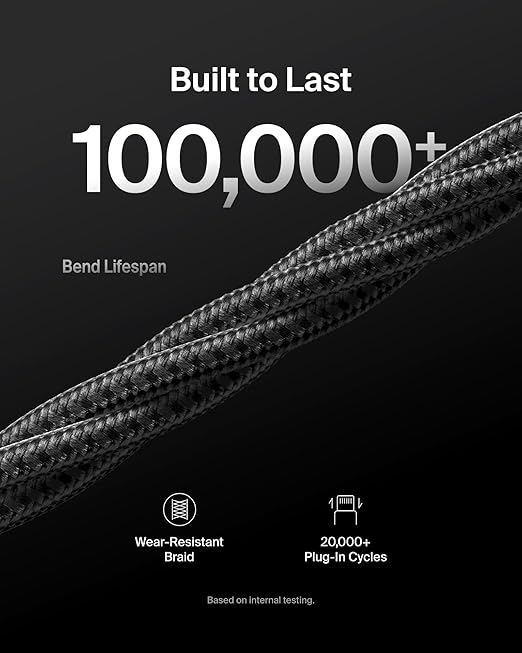 Belkin USB A to USB C Cable 2-Pack, 9.9ft, 15W - Type C Charger, iPhone Charger Cord, Soft, Braided, Flexible for iPhone 17 & 16, Galaxy S25, Pixel 10, iPad Pro, Airpods Pro, Switch & More - Black