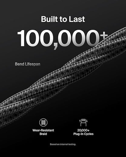 Belkin USB A to USB C Cable 2-Pack, 9.9ft, 15W - Type C Charger, iPhone Charger Cord, Soft, Braided, Flexible for iPhone 17 & 16, Galaxy S25, Pixel 10, iPad Pro, Airpods Pro, Switch & More - Black