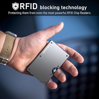 Minimalist Wallet for Men, Metal Wallet with Money Clip, Slim Compact Wallet, RFID Blocking Card Holder, Metal Aluminum Credit Card Holder, Holds up to 20 Cards