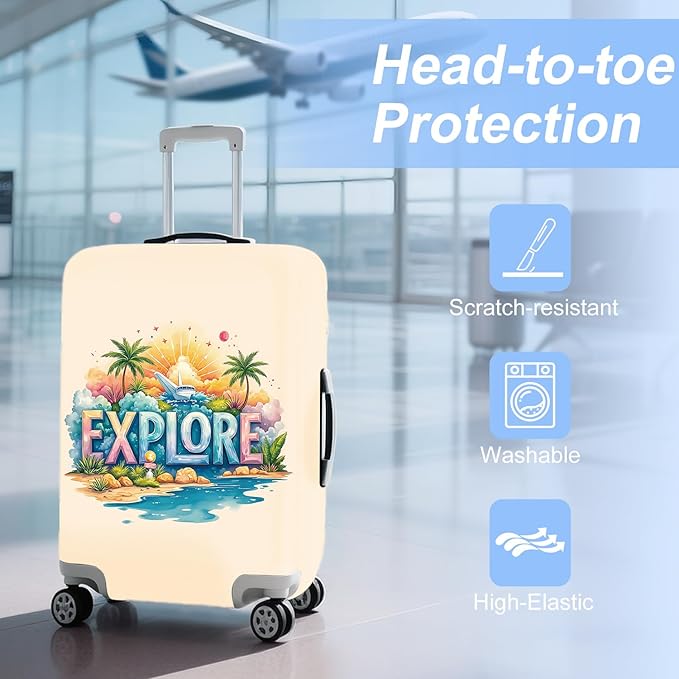 ANNA QUEEN Travel Luggage Cover Suitcase Protector Suitcase Cover Anti-Scratch,Stretchable Bag Cover Washable Durable Polyester with Elastic Hem with Zipper Closure