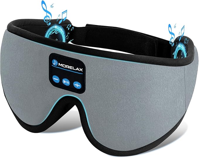Sleep Mask with Bluetooth Headphones,3D Sleep Mask Wireless Music Eye Mask for Side/Supine Sleepers, with Slim Stereo Speakers,Bluetooth Sleep Headphones,Perfect for Sleeping,Gifts for Women/Men Grey