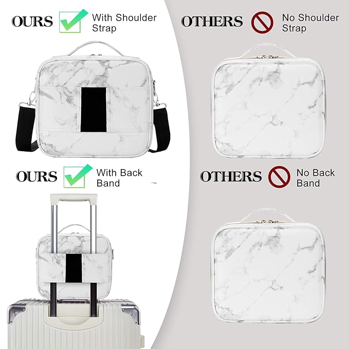 gzcz Travel Makeup Bag,Professional Cosmetic Bags for Women,Portable Makeup Brush Bag Organizer Storage with Adjustable Dividers and Shoulder Strap