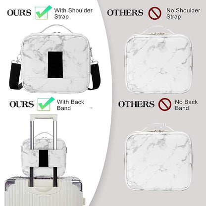 gzcz Travel Makeup Bag,Professional Cosmetic Bags for Women,Portable Makeup Brush Bag Organizer Storage with Adjustable Dividers and Shoulder Strap