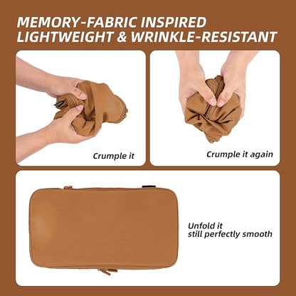 4 Piece Compression Packing Cubes for Suitcases and Backpack, Lightweight Travel Organizer Bags (Light Brown)