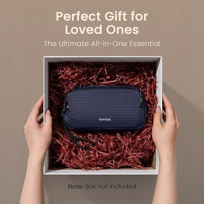 tomtoc Electronic Organizer Travel Case Performance, Water Resistant Dual Compartment Cable Organization Storage Bag for Charger, Cord, Phone, Hard Drive, Power Bank, Accessories Travel Essentials