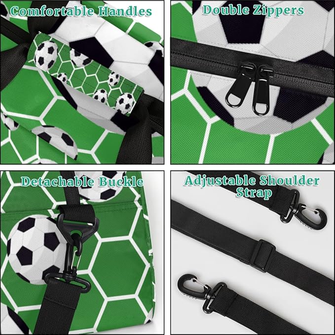 Personalized Kids Duffel Bag for Girls & Boys - Travel, Soccer, Sport Pattern - Custom Gym Overnight Weekender Tote Carry-On Teen Dance Bag