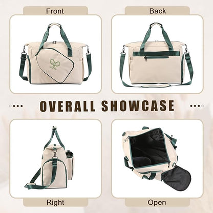 Personalized Duffel Bag Custom Sport Gym Travel Bags Embroidered Name Text Customized Dry Wet Separated Weekend Waterproof Bag for Women Men (D-Beige)