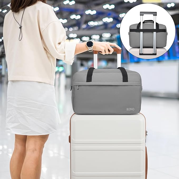 Kono Travel Duffel 20L Under Seat Carry-On Sports Tote Gym Weekender Overnight Bag - 15.75"x9.84"x7.87" Gray