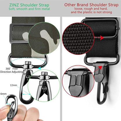 ZINZ Shoulder Strap Universal Bag Strap - 78" Ultra-Thick Padded with Dual Balanced Adjustable Buckles for Briefcase, Travel, Sports, Laptop, Crossbody Bag，Camouflage Green