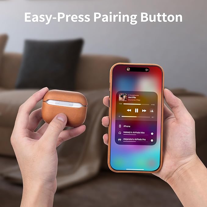 Belemay for AirPods Pro (1st Generation) Case, Compatible with MagSafe, Premium Crazy Horse Leather [Vintage Aesthetic] - Unique Patina - Comfort Grip - Compatible with AirPods Pro Case (2019), Tan