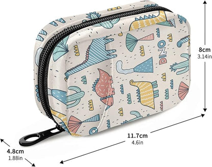 Beige Dinosaur Travel Pill Organizer Weekly Small (Cute) Pill Box 7 Day Pill Case Vitamin Holder Pill Bottle Organizer