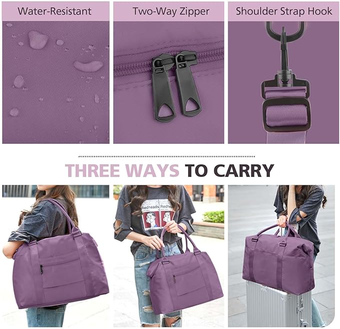 Travel Duffle Bag, Waterproof Weekender Bag Carry On Tote Bags for Women, Travel Essentials Sport Gym Bag for Men, Hospital Bag for Labor and Delivery, Overnight Bag Luggage Bag with Trolley Sleeve