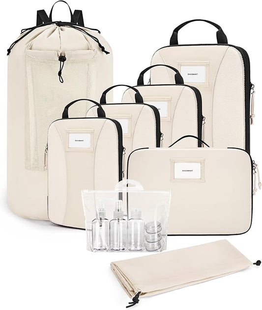 BAGSMART Compression Packing Cubes, 6 PCS Packing Cubes for Suitcases, Travel Bags Organizer for Luggage, Lightweight Packing Cube for Travel Essentials