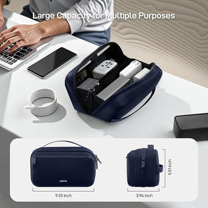 EPICKA Electronics Organizer Travel Case - Cable Organizer Bag for Travel Accessories, Tech Pouch for Cords, Charger, Adapter, Cables, Power Bank, Waterproof Storage Bag with Luggage Strap, Navy