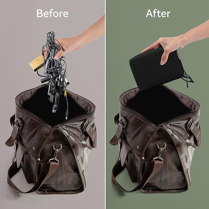 SIMTOP Electronics Organizer Cord Organizer Travel, Small Tech Bag for Cords, Chargers, Power Bank, Earbuds – Portable Cable Pouch for Office, Business Trip, Commute – Water & Scratch-Resistant