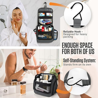 VENTURE 4TH Hanging Travel Toiletry Bag for Women & Men - Travel Organizer with Expandable Compartments & Removable Clear Pouch for Toiletries (Shadow Gray)