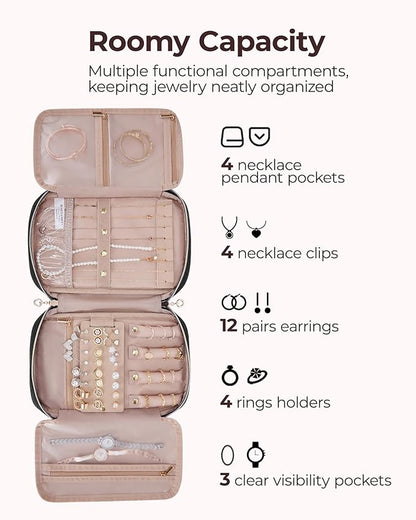 BAGSMART Jewelry Organizer Bag Travel Jewelry Storage Cases for Necklace, Earrings, Rings, Bracelet, Black